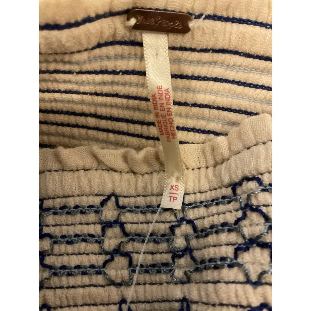 NWT Free People Dahlia WideLeg Floral Embroidered Ribbed 100% Cotton Jumpsuit XS - Picture 4 of 14